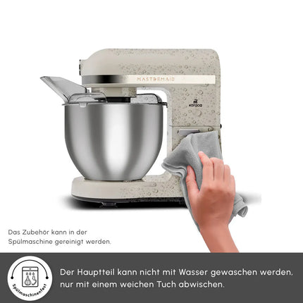 karaca Karaca Mastermaid Chef Pro, Keukenmachine met Dubbele Arm, 1500 W, Zacht Crème