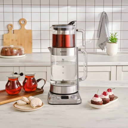 KARACA Karaca Refika XL glazen theemaker Chroom