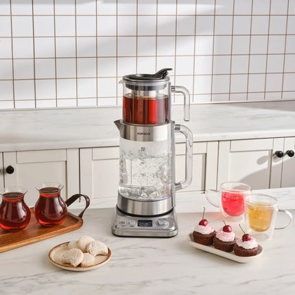 KARACA Karaca Refika XL glazen theemaker Chroom