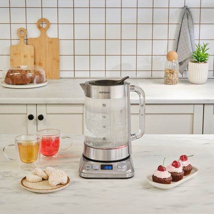 KARACA Karaca Refika XL glazen theemaker Chroom