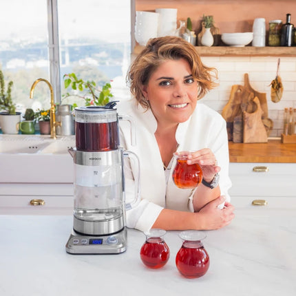 KARACA Karaca Refika XL glazen theemaker Chroom