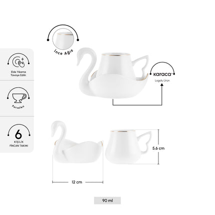 KARACA Karaca swan Espressoset 12 delig | 6 Persoons