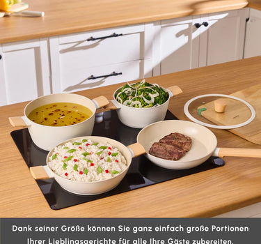 KARACA Karaca Swiss Crystal Almond Cream Inductie-Gebaseerde 7-Delige Pannen Set - Antikleef - PFAS Vrij