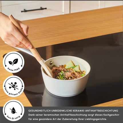 karaca Karaca Swiss Crystal amandelcrème sauspan 16 cm