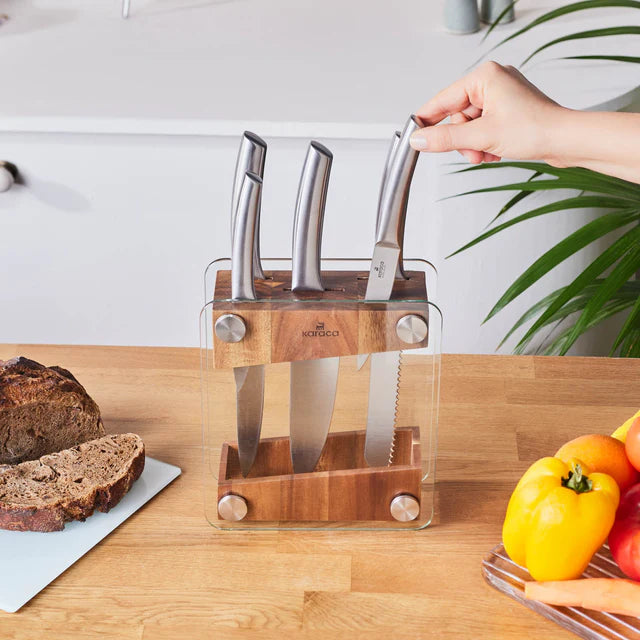 KARACA Karaca Venüs 6 stuks messenset in glasblok