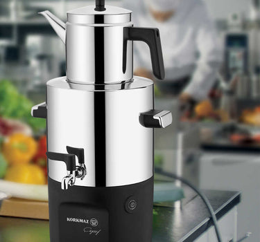 KORKMAZ Korkmaz Caysef Semaver Inox Glans