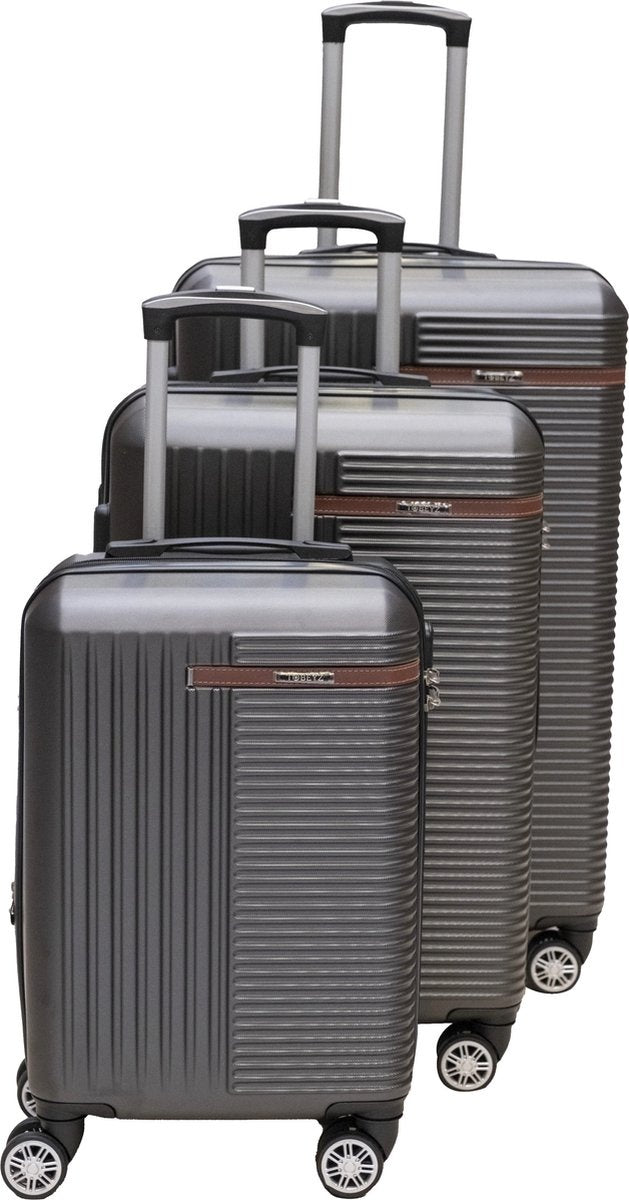 Liman Home Decor - Liman Online 3-delig Kofferset -  Zwart Handbagage - Verrijdbaar op 4 Wielen - Stevig ABS - TSA Slot -Lichtgewicht, Trolley - KOFFER