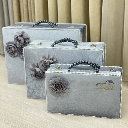 Liman Home Decor - Liman Online 3 Delige Bruidskofferset Grijs