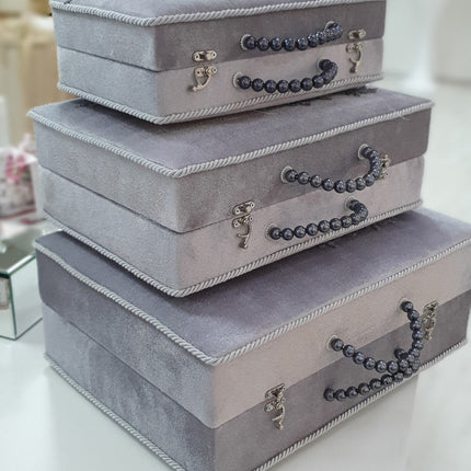 Liman Home Decor - Liman Online 3 Delige Bruidskofferset Grijs