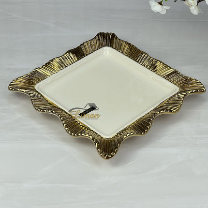 Liman Home Decor - Liman Online ARABIA SERVEERBORD VIERKANT GOUD