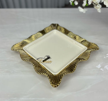 Liman Home Decor - Liman Online ARABIA SERVEERBORD VIERKANT GOUD
