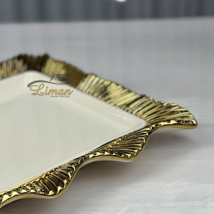 Liman Home Decor - Liman Online ARABIA SERVEERBORD VIERKANT GOUD