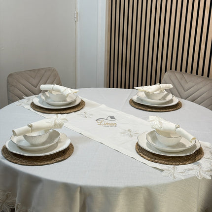 Liman Home Decor - Liman Online Artemis Tafelkleed Set Met Server Cream 18 Delig