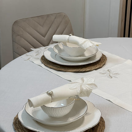 Liman Home Decor - Liman Online Artemis Tafelkleed Set Met Server Cream 18 Delig