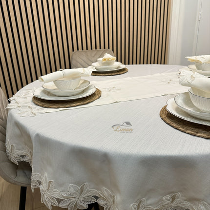 Liman Home Decor - Liman Online Artemis Tafelkleed Set Met Server Cream 18 Delig