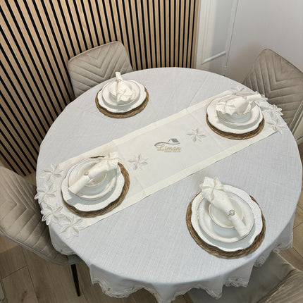 Liman Home Decor - Liman Online Artemis Tafelkleed Set Met Server Cream 18 Delig
