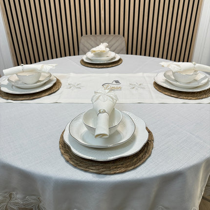 Liman Home Decor - Liman Online Artemis Tafelkleed Set Met Server Cream 18 Delig