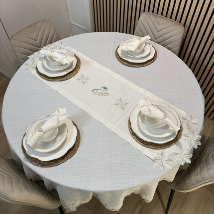 Liman Home Decor - Liman Online Artemis Tafelkleed Set Met Server Cream 18 Delig