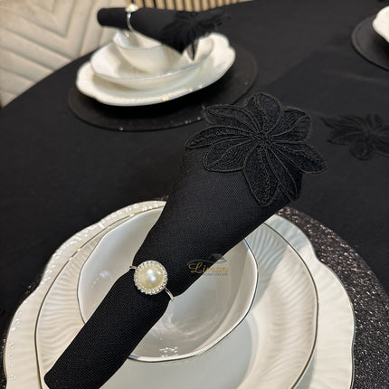 Liman Home Decor - Liman Online Artemis Tafelkleed Set Met Server Zwart 18 Delig