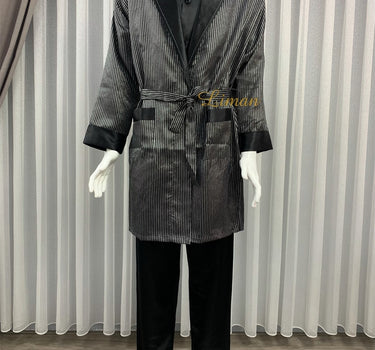 Liman Home Decor - Liman Online Batista 4 Delig Luxe Satijnen Mannen Pyjama Set Zwart