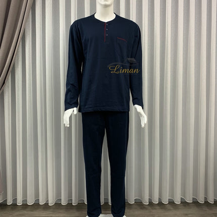 Liman Home Decor - Liman Online Batista 5 Delig Luxe Mannen Pyama Set Bordo