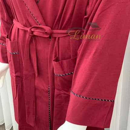 Liman Home Decor - Liman Online Batista 5 Delig Luxe Mannen Pyama Set Bordo