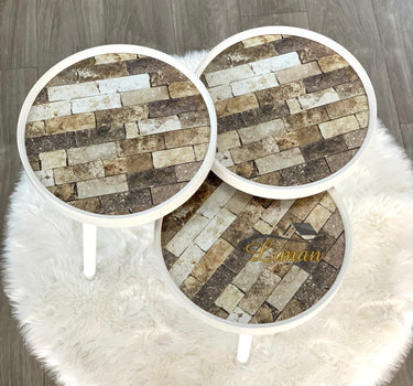 Liman Home Decor - Liman Online Bijzettafel Ronde 3 Delig Set Tugla Design
