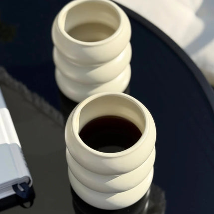 Liman Home Decor - Liman Online Bobble keramieken Mok Beige | 2 Delig