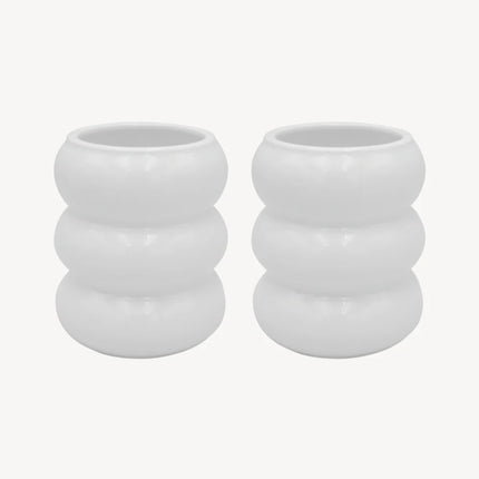Liman Home Decor - Liman Online Bobble keramieken Mok Wit  | 2 Delig