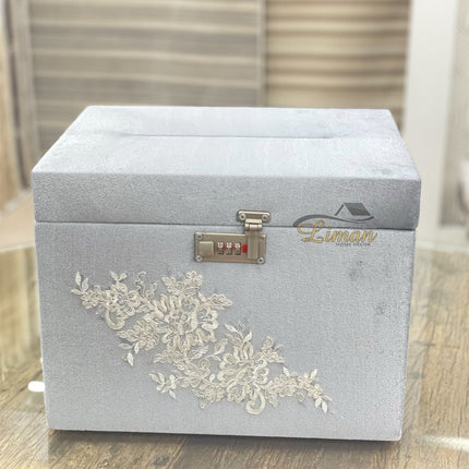 Liman Home Decor - Liman Online Bruiloft Enveloppendoos / Geldkist Grijs met Cijferslot