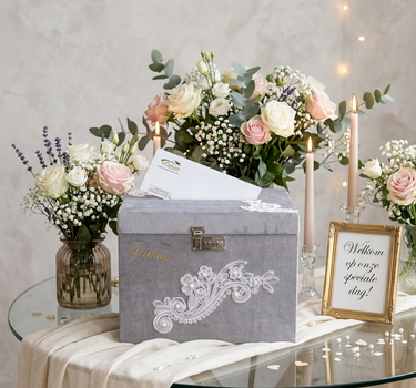 Liman Home Decor - Liman Online Bruiloft Enveloppendoos / Geldkist Grijs Met Cijferslot