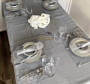 Liman Home Decor - Liman Online Cinar Tafelkleed Set Met Placemat Grijs 34 Dlg