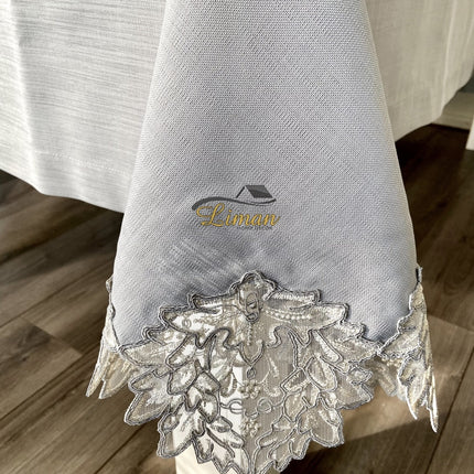 Liman Home Decor - Liman Online Cinar Tafelkleed Set Met Placemat Grijs 34 Dlg