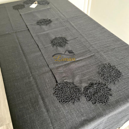 Liman Home Decor - Liman Online Cinar Tafelkleed Set Met Placemat Zwart 34 Delig