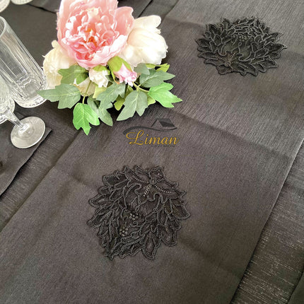 Liman Home Decor - Liman Online Cinar Tafelkleed Set Met Placemat Zwart 34 Delig