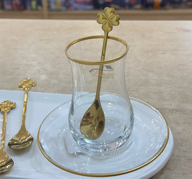 Liman Home Decor - Liman Online Collectie Theelepel Klaver Goud 6 Delig