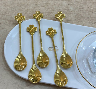 Liman Home Decor - Liman Online Collectie Theelepel Klaver Goud 6 Delig