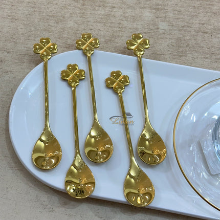 Liman Home Decor - Liman Online Collectie Theelepel Klaver Goud 6 Delig