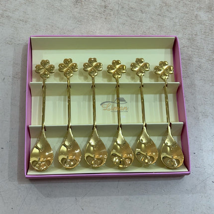 Liman Home Decor - Liman Online Collectie Theelepel Klaver Goud 6 Delig