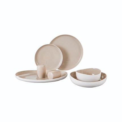 Liman Home Decor - Liman Online Colmar 6-Persoons | 27-Delig Serviesset Wit - Taupe