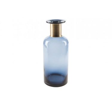 Liman Home Decor - Liman Online FLESVAAS DONKERBLAUW ROND GLAS 12X12XH30
