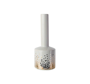 Liman Home Decor - Liman Online FLESVAAS GOLD DOTS WIT 9,6X9,6XH25,3CM