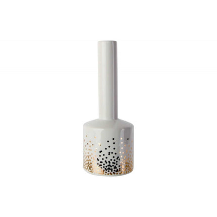 Liman Home Decor - Liman Online FLESVAAS GOLD DOTS WIT 9,6X9,6XH25,3CM