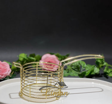 Liman Home Decor - Liman Online Frietenmand 11xH7cm goud Wire Ware