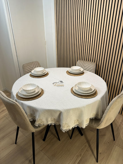 Liman Home Decor - Liman Online Gelincik Tafelkleed Cream 1 Delig