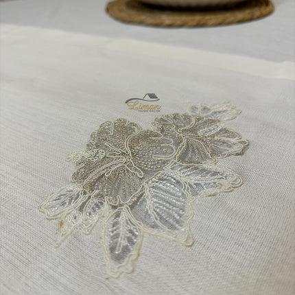 Liman Home Decor - Liman Online Gelincik Tafelkleed Set Met Server Cream 18 Delig