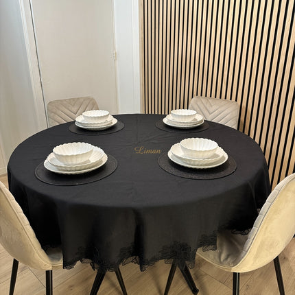 Liman Home Decor - Liman Online Gelincik Tafelkleed Zwart 1 Delig
