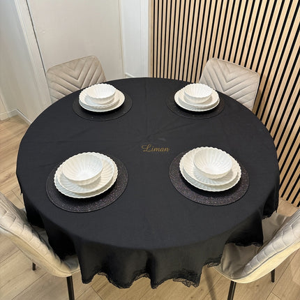 Liman Home Decor - Liman Online Gelincik Tafelkleed Zwart 1 Delig