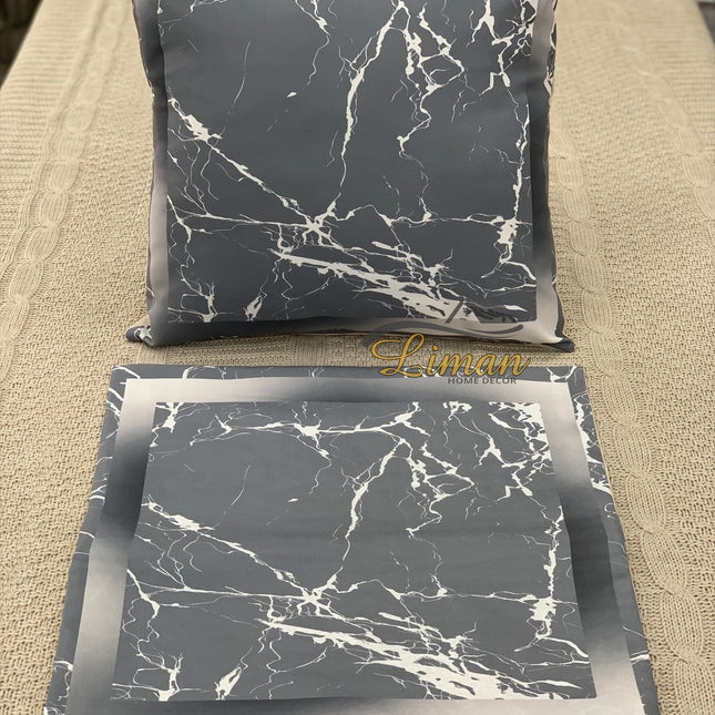Liman Home Decor - Liman Online Grijs Marmer Patroon kussensloop 2 Stuks