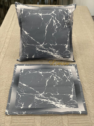 Liman Home Decor - Liman Online Grijs Marmer Patroon kussensloop 2 Stuks